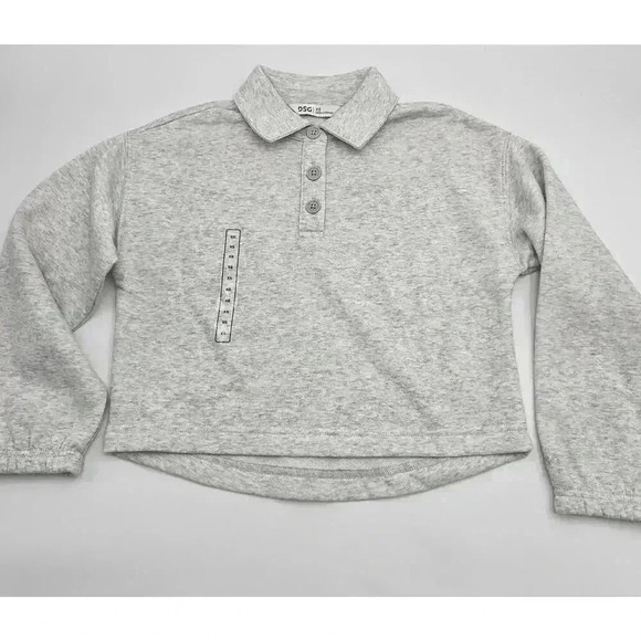 DSG Girl's Size XS Henley Fleece Top Light Heather Grey NWT - Picture 1 of 11